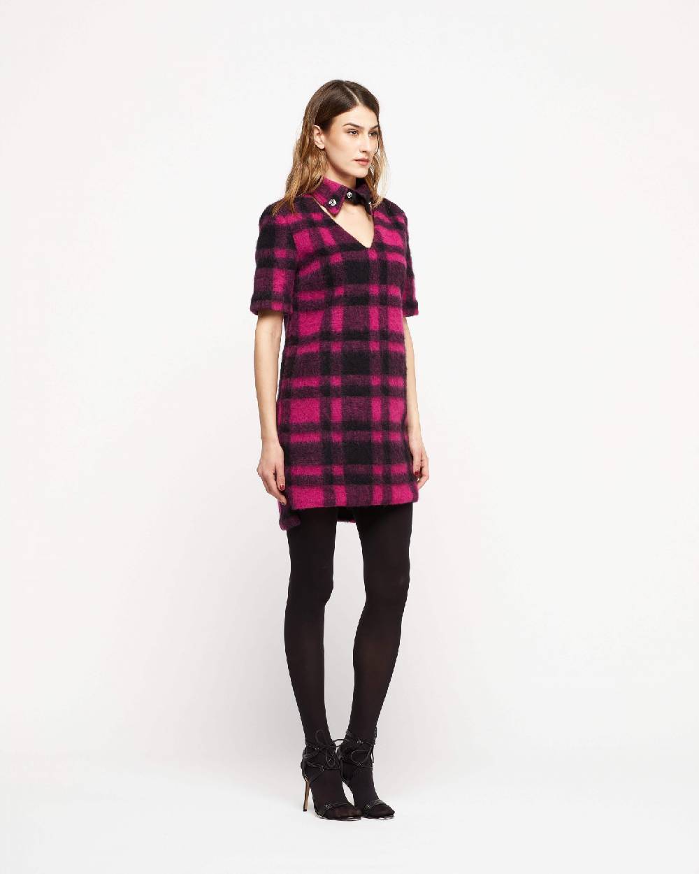 Le Twins Abito Parma – Quadri Fucsia e Nero Spedizione Gratuita
