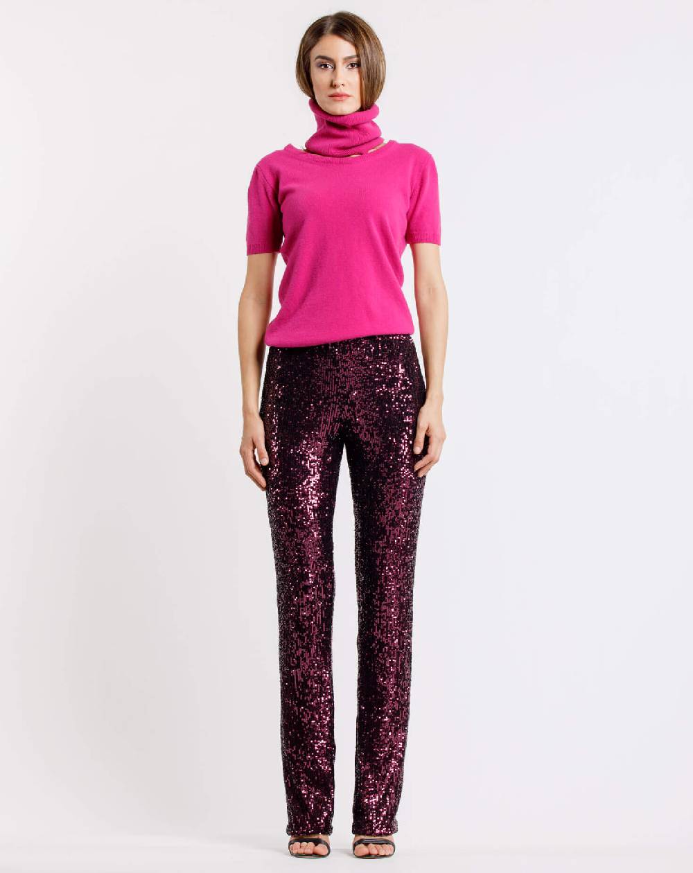 Le Twins Pantalone Raffaella – Paillettes – Bordeaux Offerta Pasqua