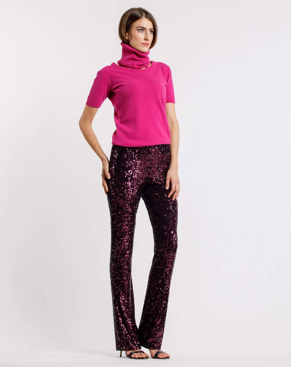 Le Twins Pantalone Raffaella – Paillettes – Bordeaux Offerta Pasqua
