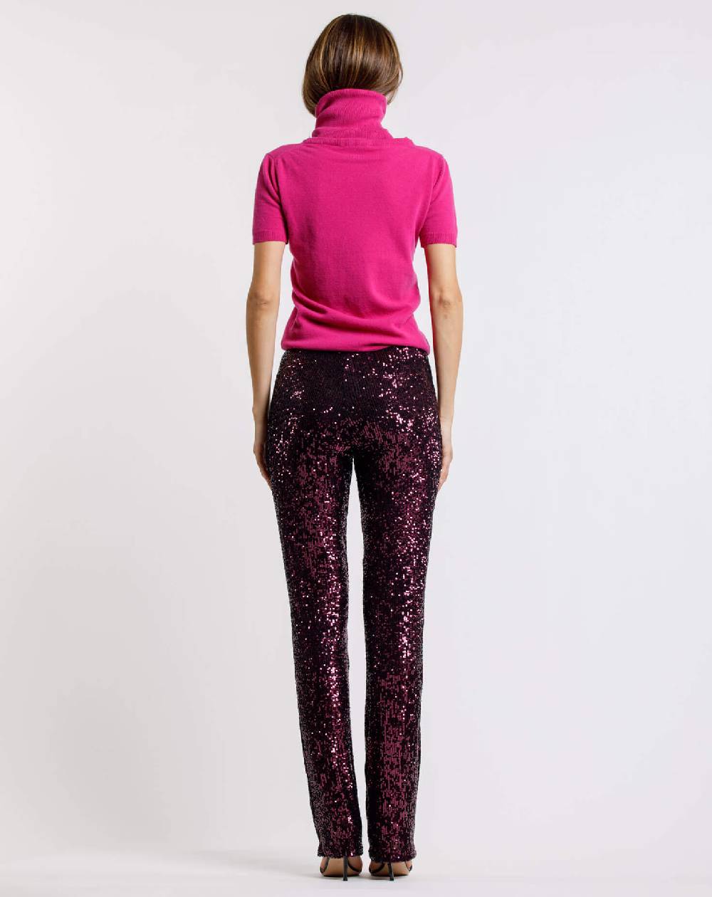 Le Twins Pantalone Raffaella – Paillettes – Bordeaux Offerta Pasqua