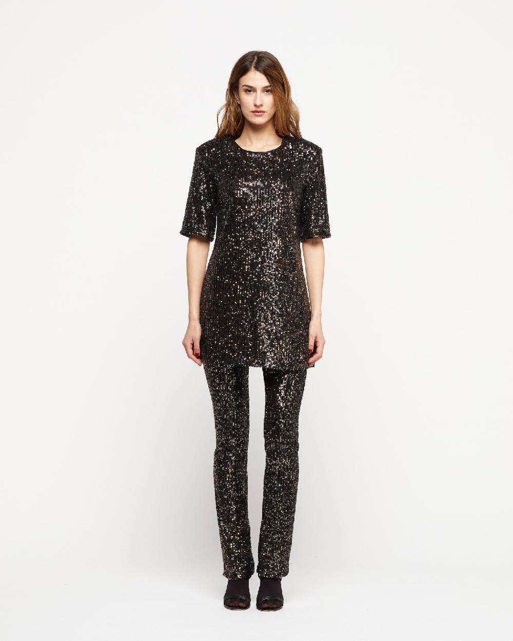 Le Twins Pantalone Raffaella – Paillettes Nero e Oro Offerta San Valentino