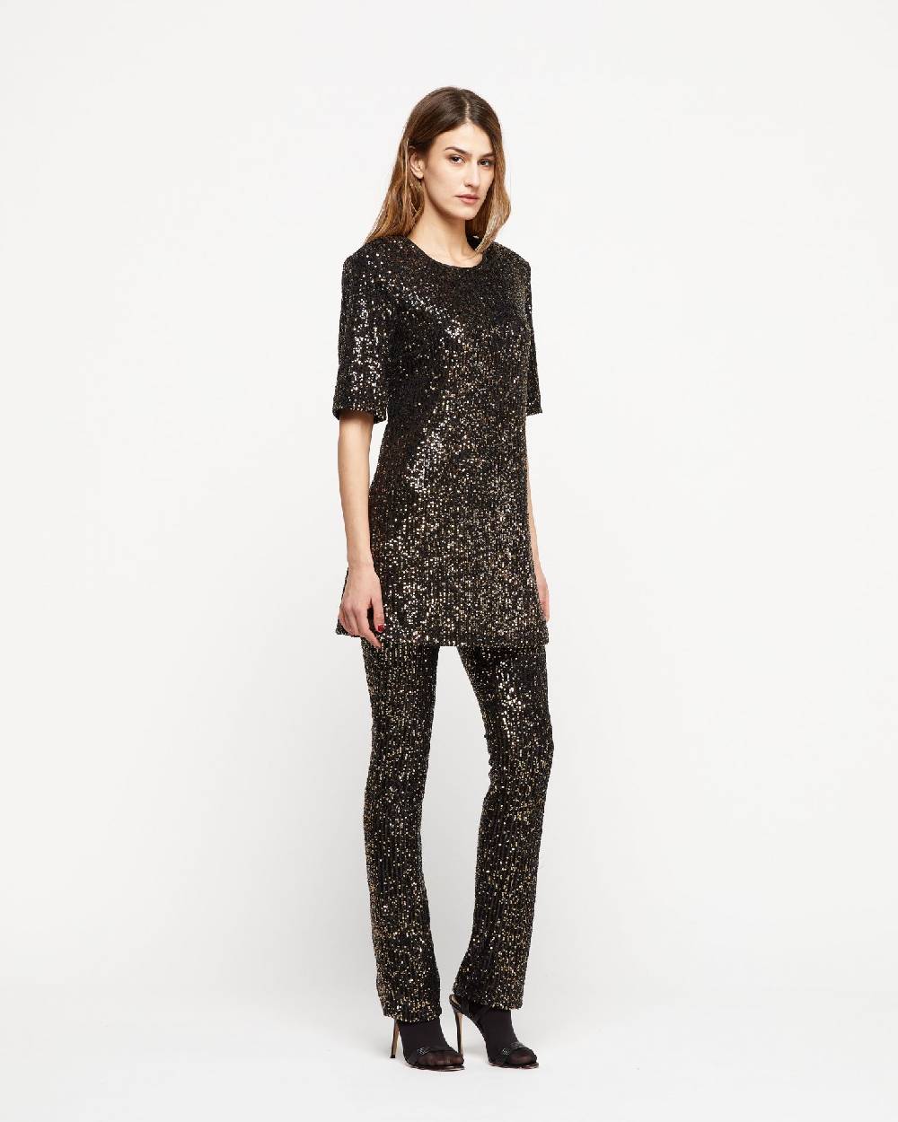 Le Twins Pantalone Raffaella – Paillettes Nero e Oro Offerta San Valentino