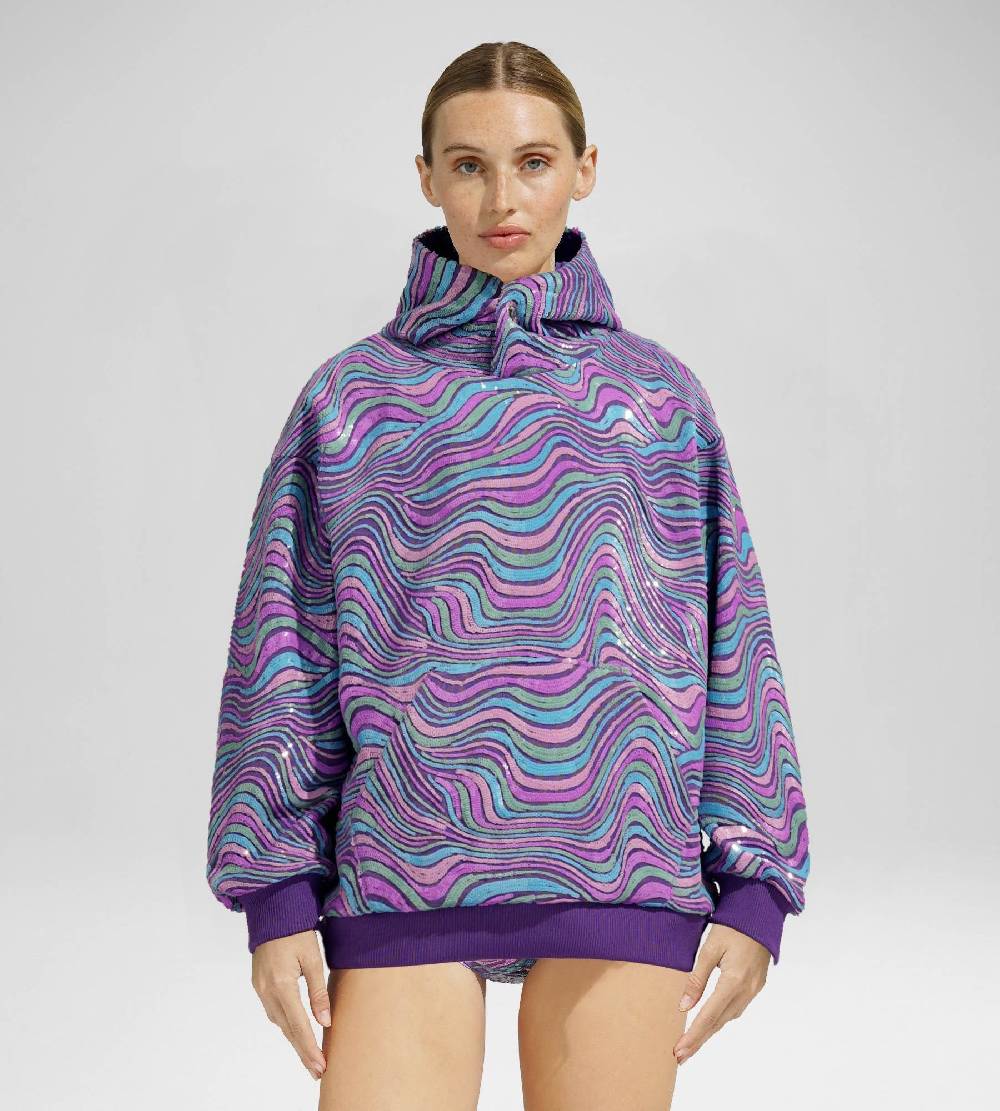 Khrisjoy WAVE PAILLETTES HOODIE MIX GRAPE Sconto