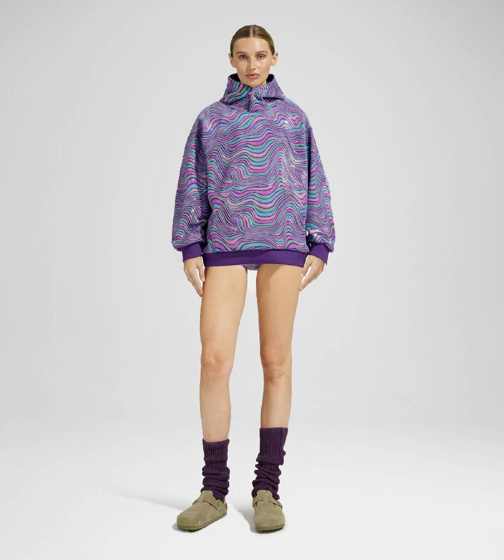 Khrisjoy WAVE PAILLETTES HOODIE MIX GRAPE Sconto