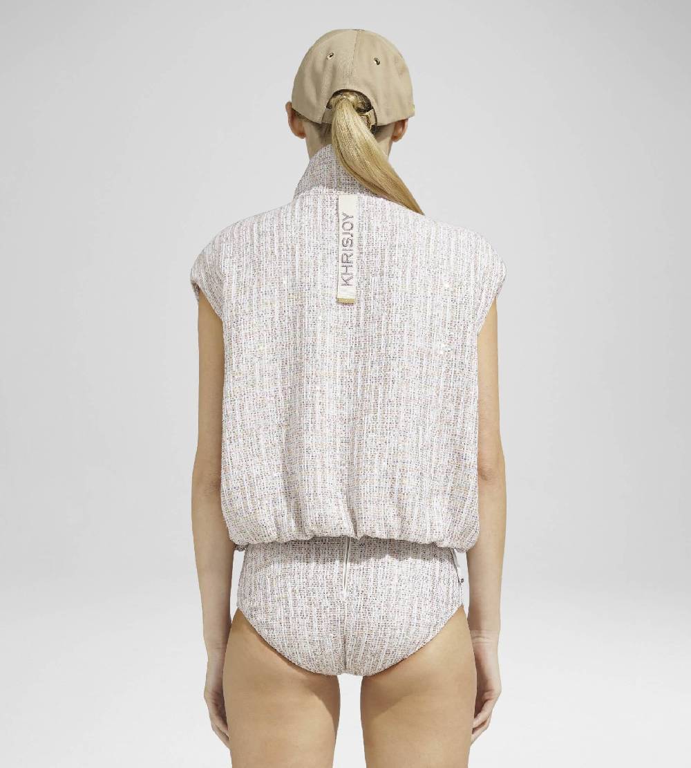Khrisjoy JOY VEST TWEED CROPPED PAILLETTES TRAMÉ Offerta