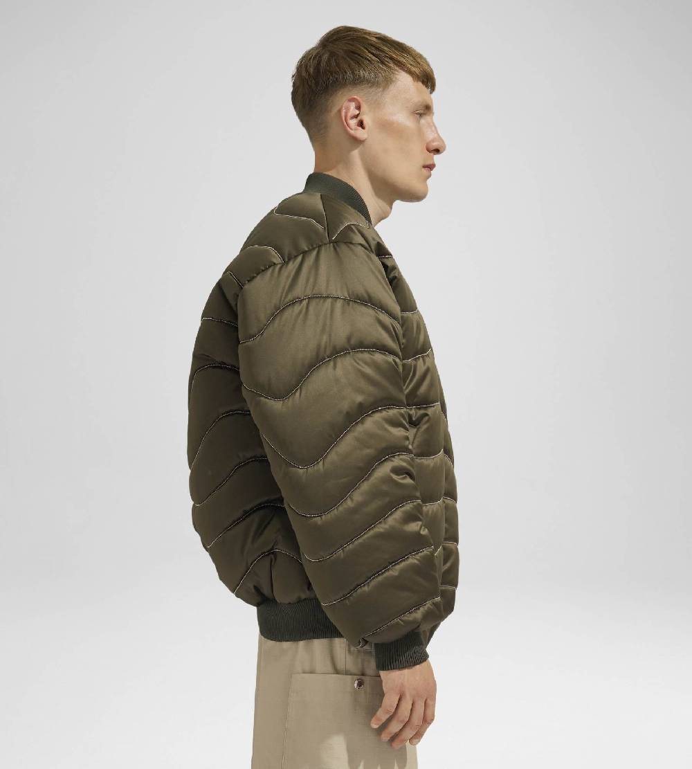 Khrisjoy BOMBER SATIN WAVE CHAINS OLIVE GREEN Offerta esclusiva
