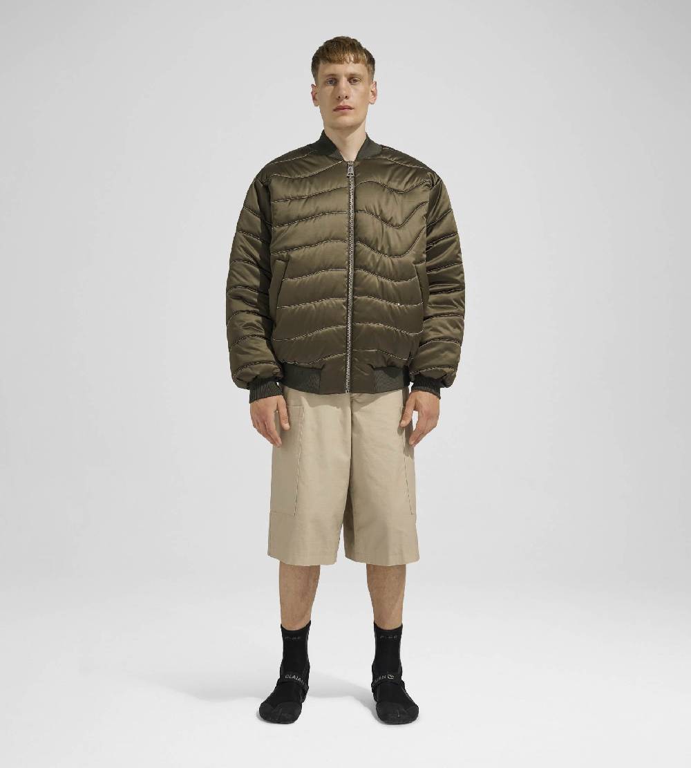 Khrisjoy BOMBER SATIN WAVE CHAINS OLIVE GREEN Offerta esclusiva