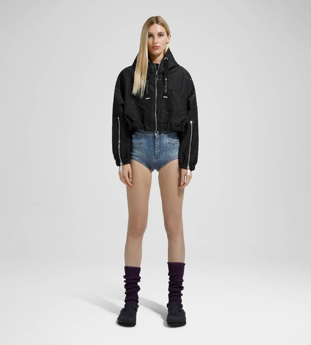 Khrisjoy KHRIS CROP WINDBREAKER STRASS BLACK Offerta Anniversario