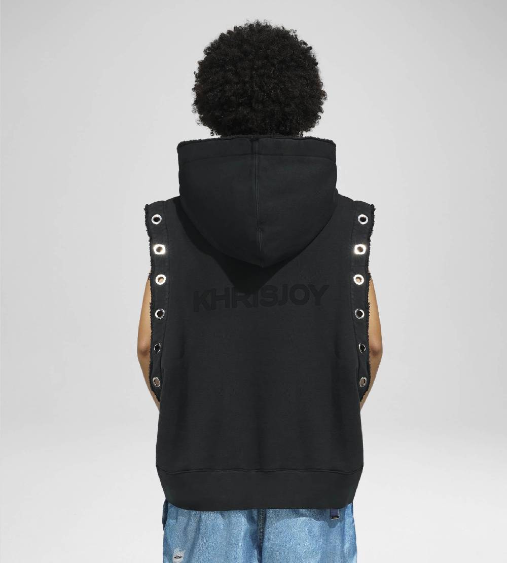 Khrisjoy HOODIE VEST EYELETS BLACK Rilascio limitato