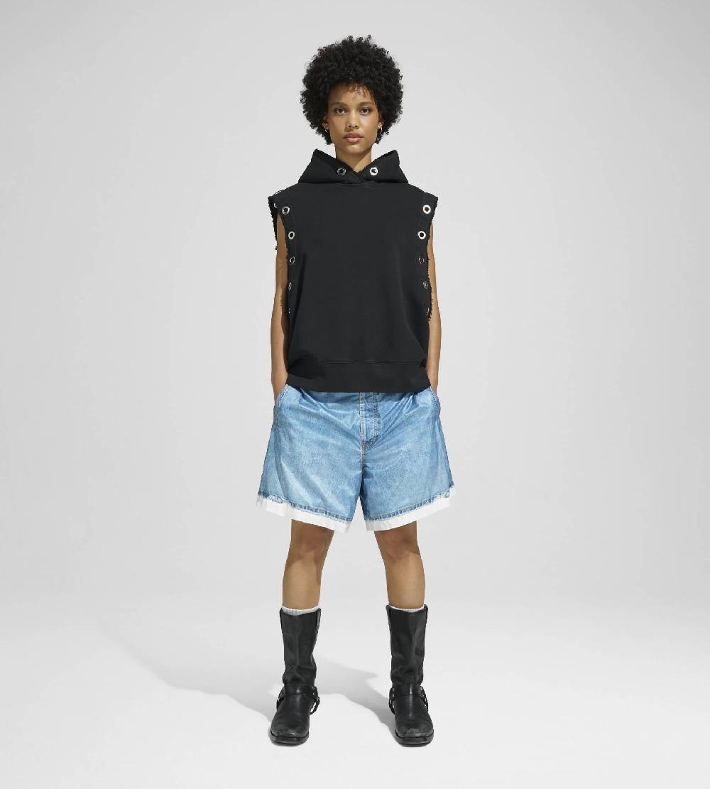 Khrisjoy HOODIE VEST EYELETS BLACK Rilascio limitato