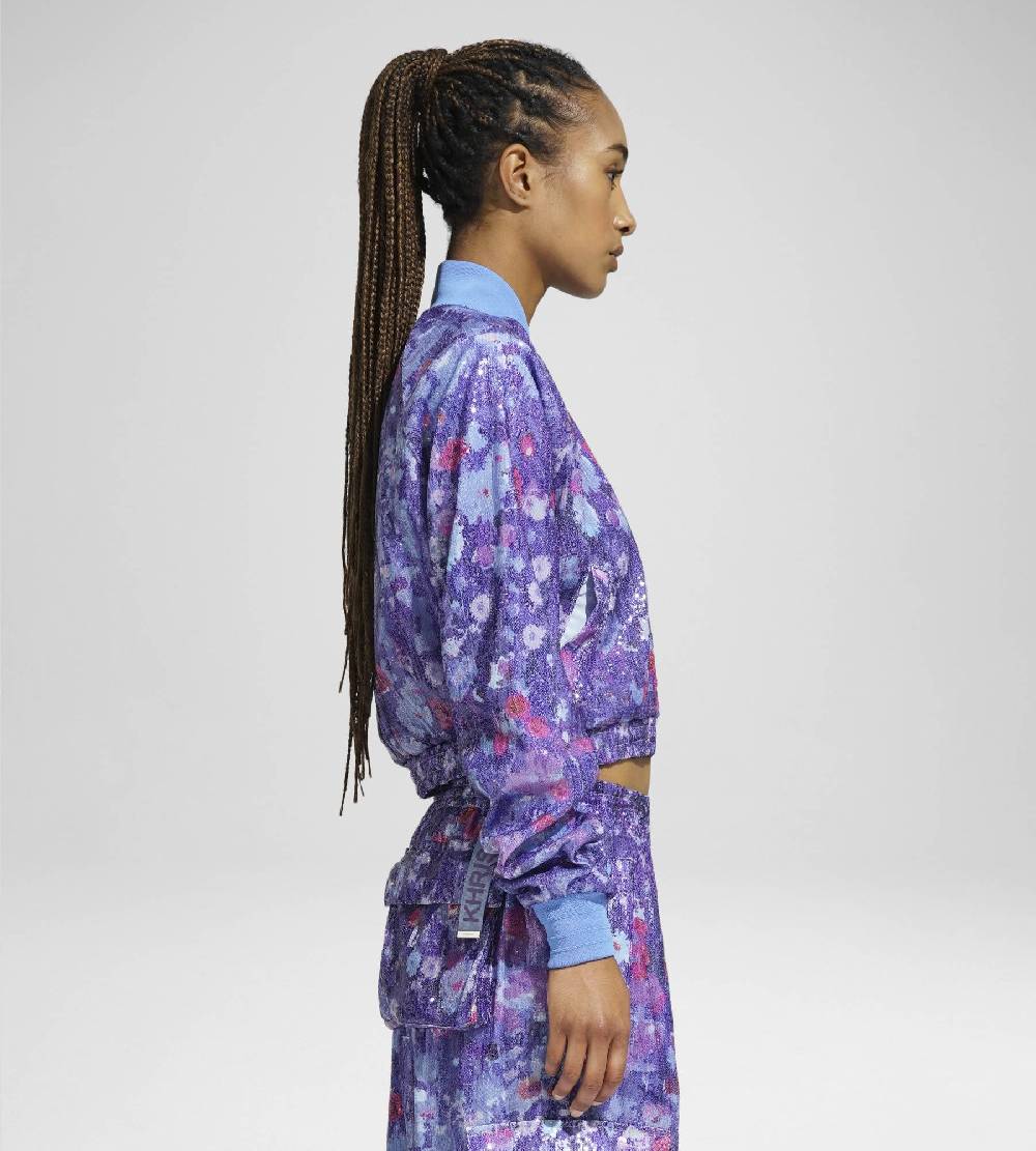 Khrisjoy TRACK JACKET PAILLETTES FLOWERS UPSIDE DOWN GRAPE Ultimo giorno