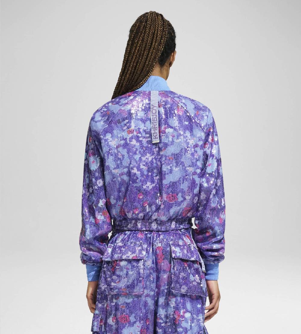 Khrisjoy TRACK JACKET PAILLETTES FLOWERS UPSIDE DOWN GRAPE Ultimo giorno