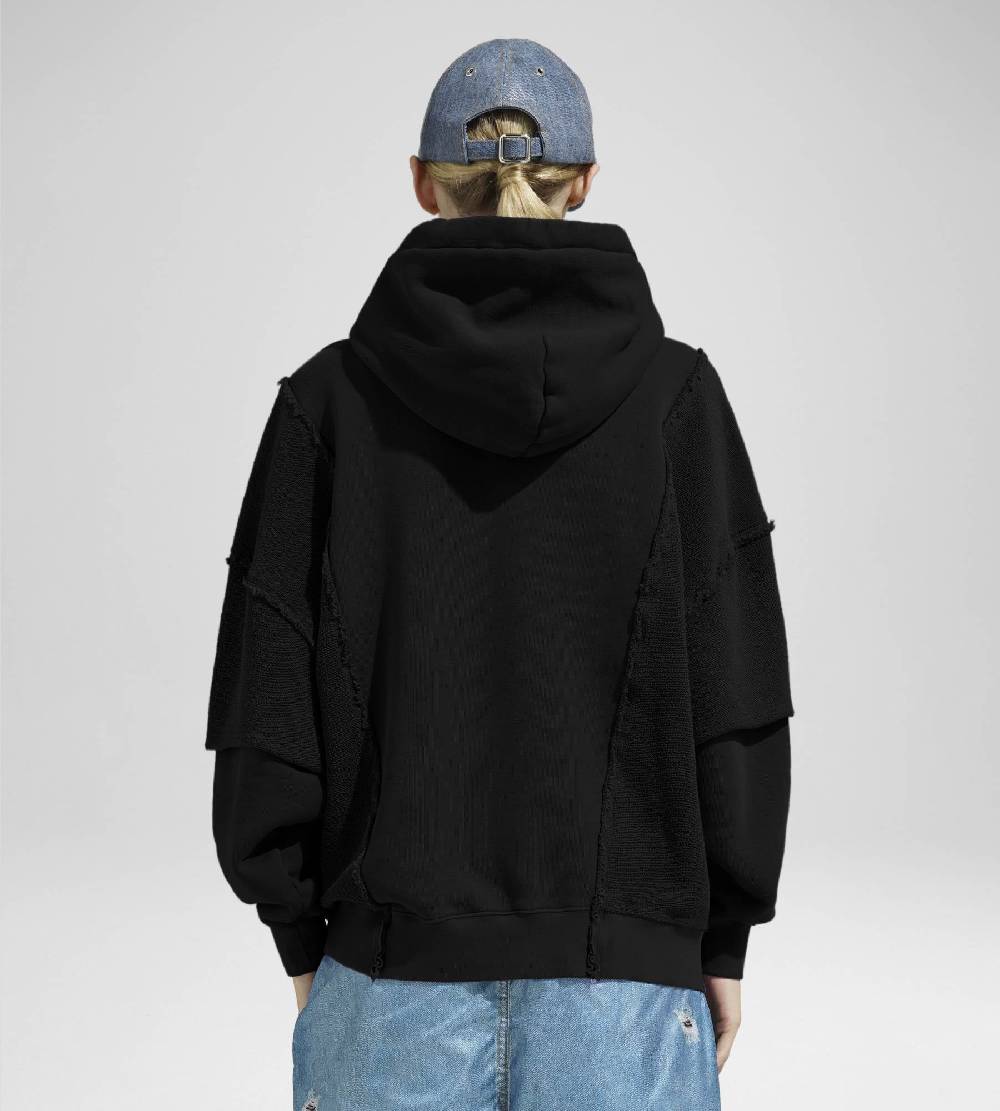 Khrisjoy HOODIE DOUBLE POCKETS BLACK 50% di sconto per tempo limitato