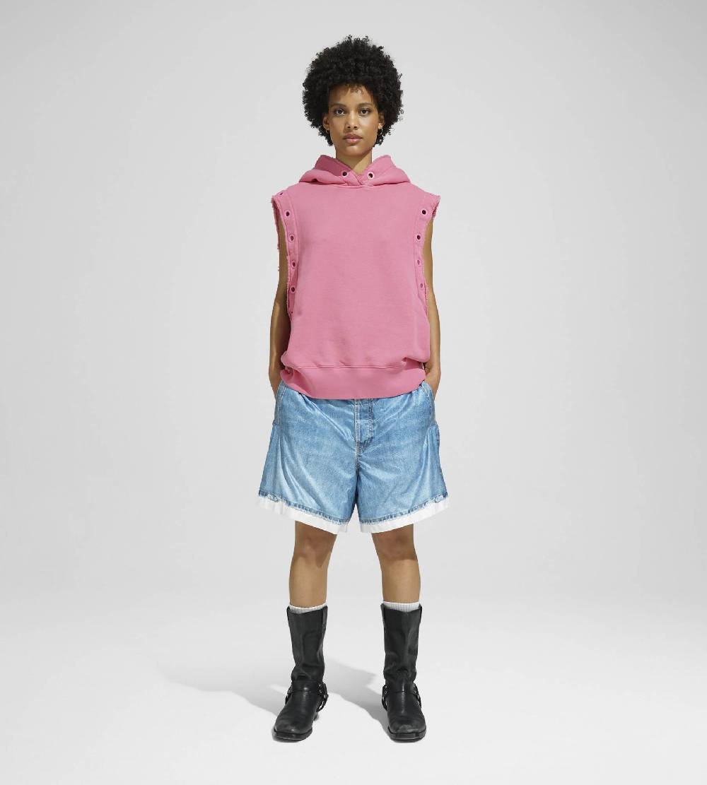 Khrisjoy HOODIE VEST EYELETS CANDY PINK Qualità