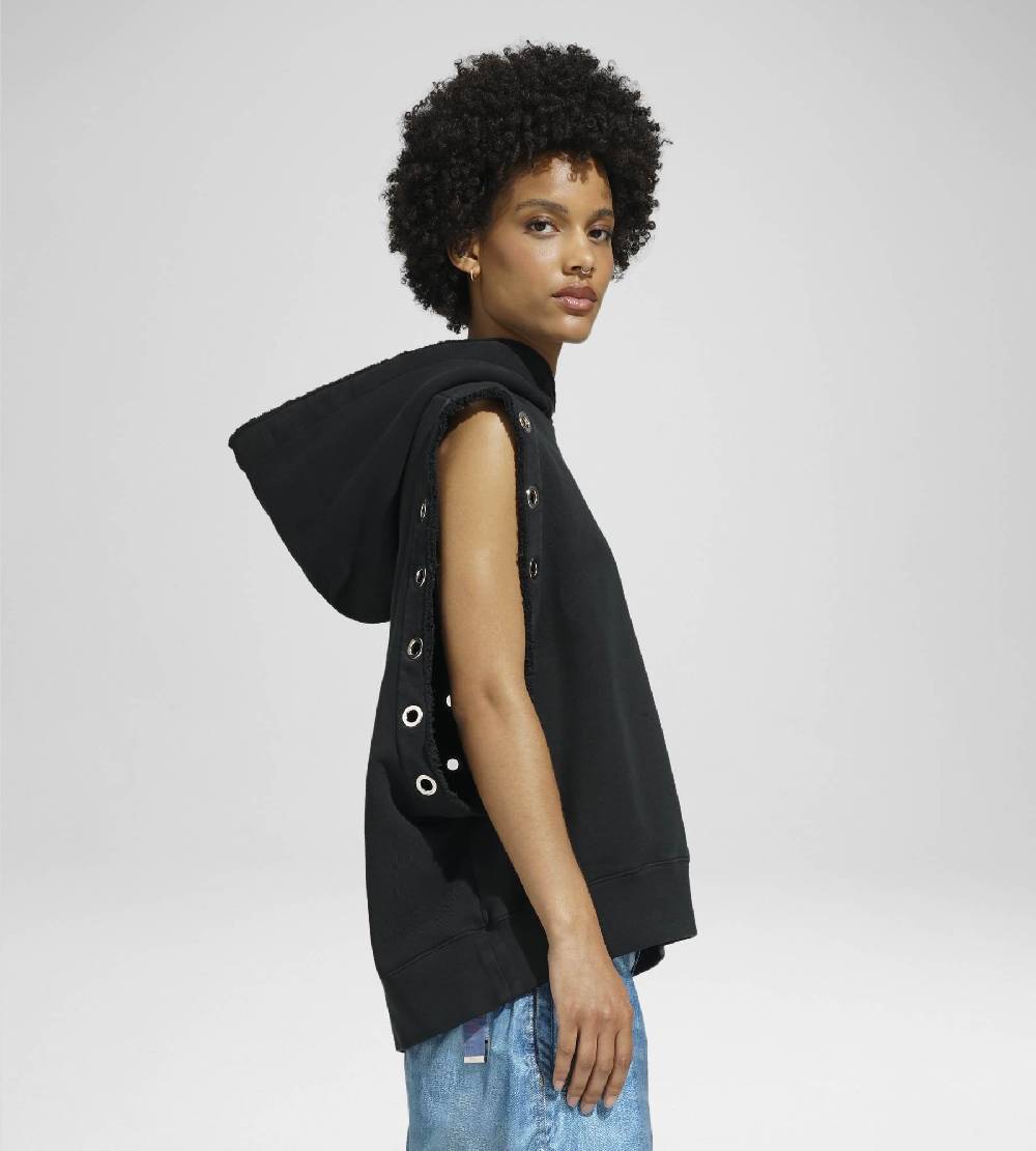 Khrisjoy HOODIE VEST EYELETS BLACK Vendita