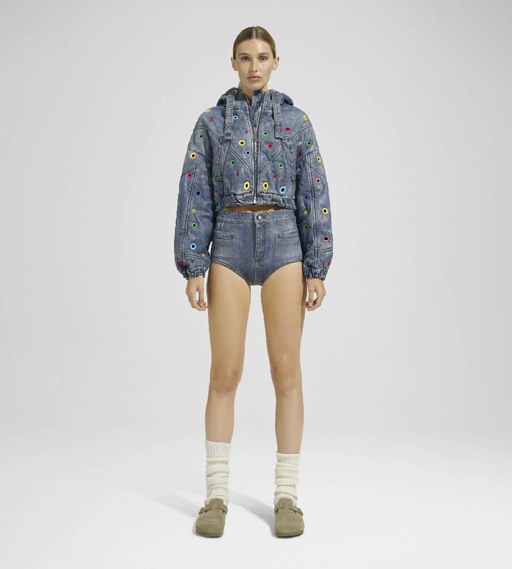 Khrisjoy KHRIS CROP DENIM EYELETS MULTICOLOR DENIM Pezzi Unici