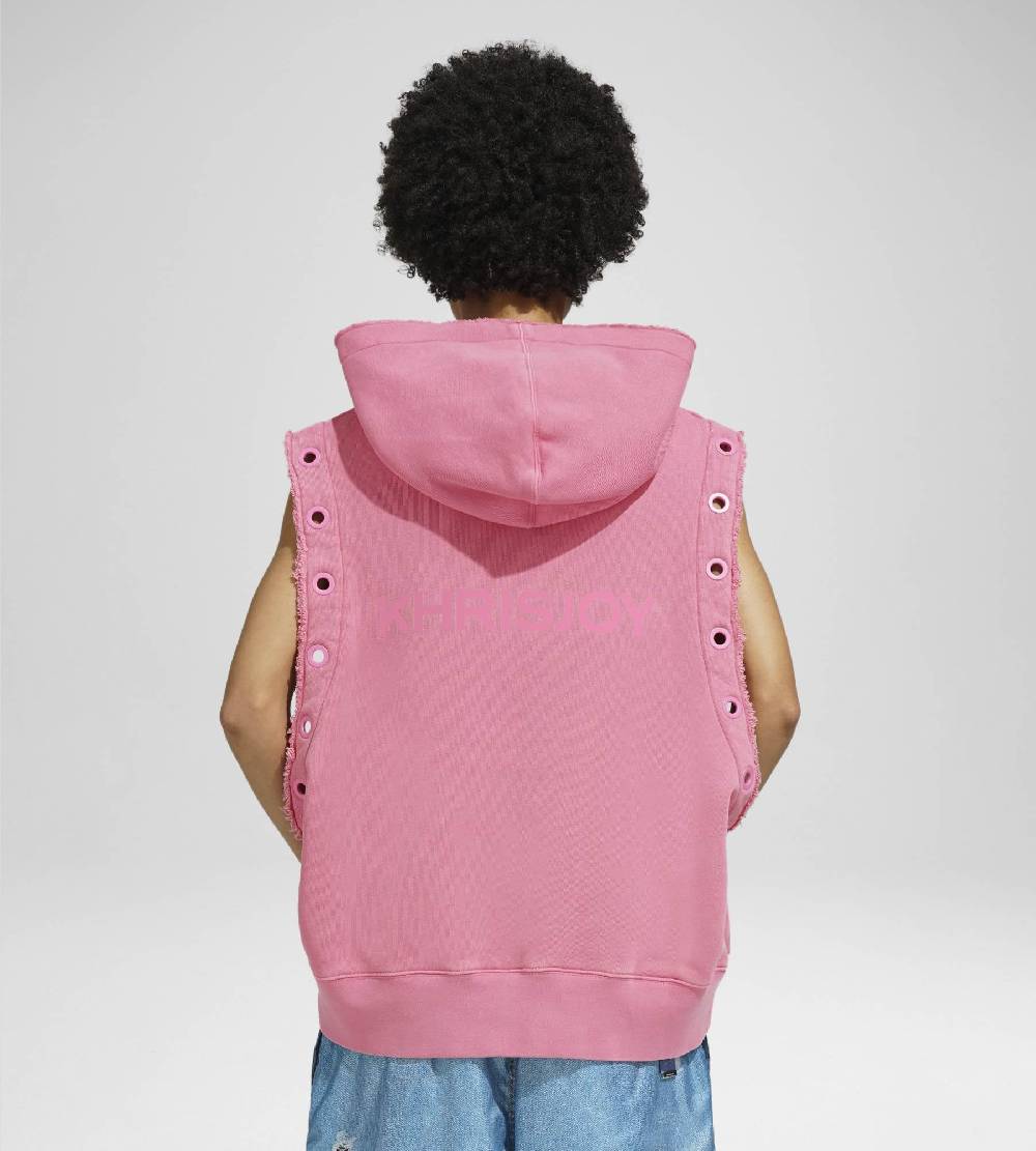 Khrisjoy HOODIE VEST EYELETS CANDY PINK Soddisfazione Garantita