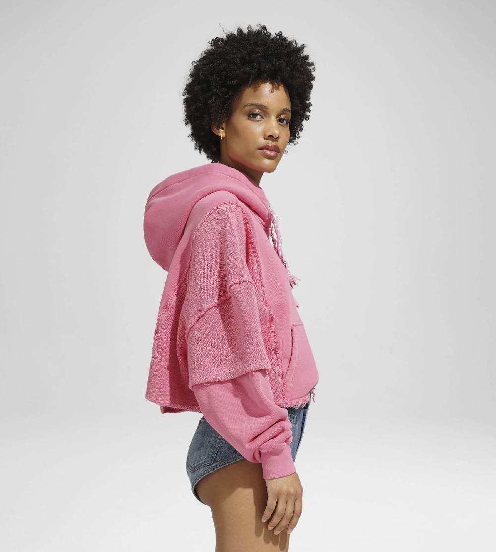Khrisjoy HOODIE CROP DOUBLE POCKETS CANDY PINK Fino Al -60%