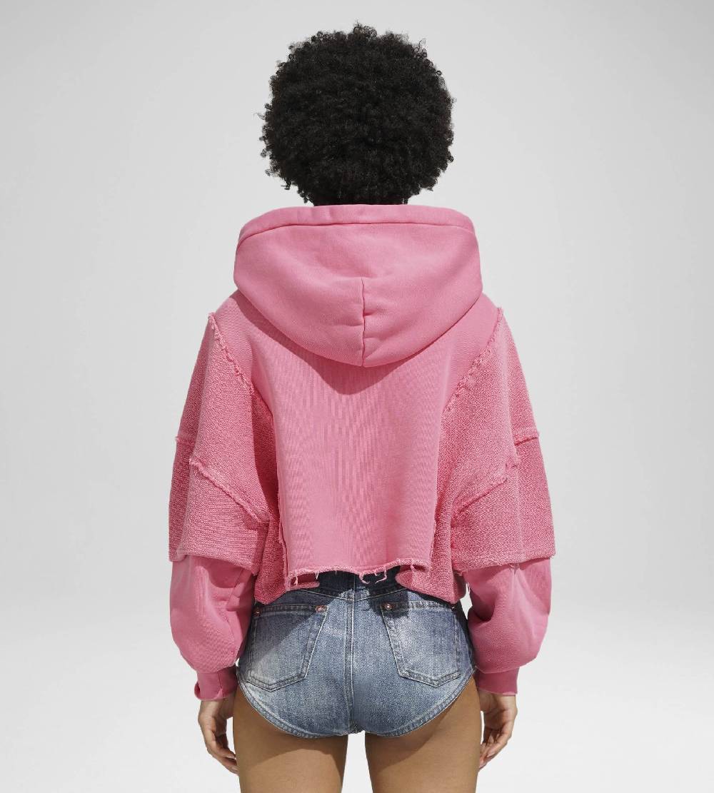 Khrisjoy HOODIE CROP DOUBLE POCKETS CANDY PINK Fino Al -60%