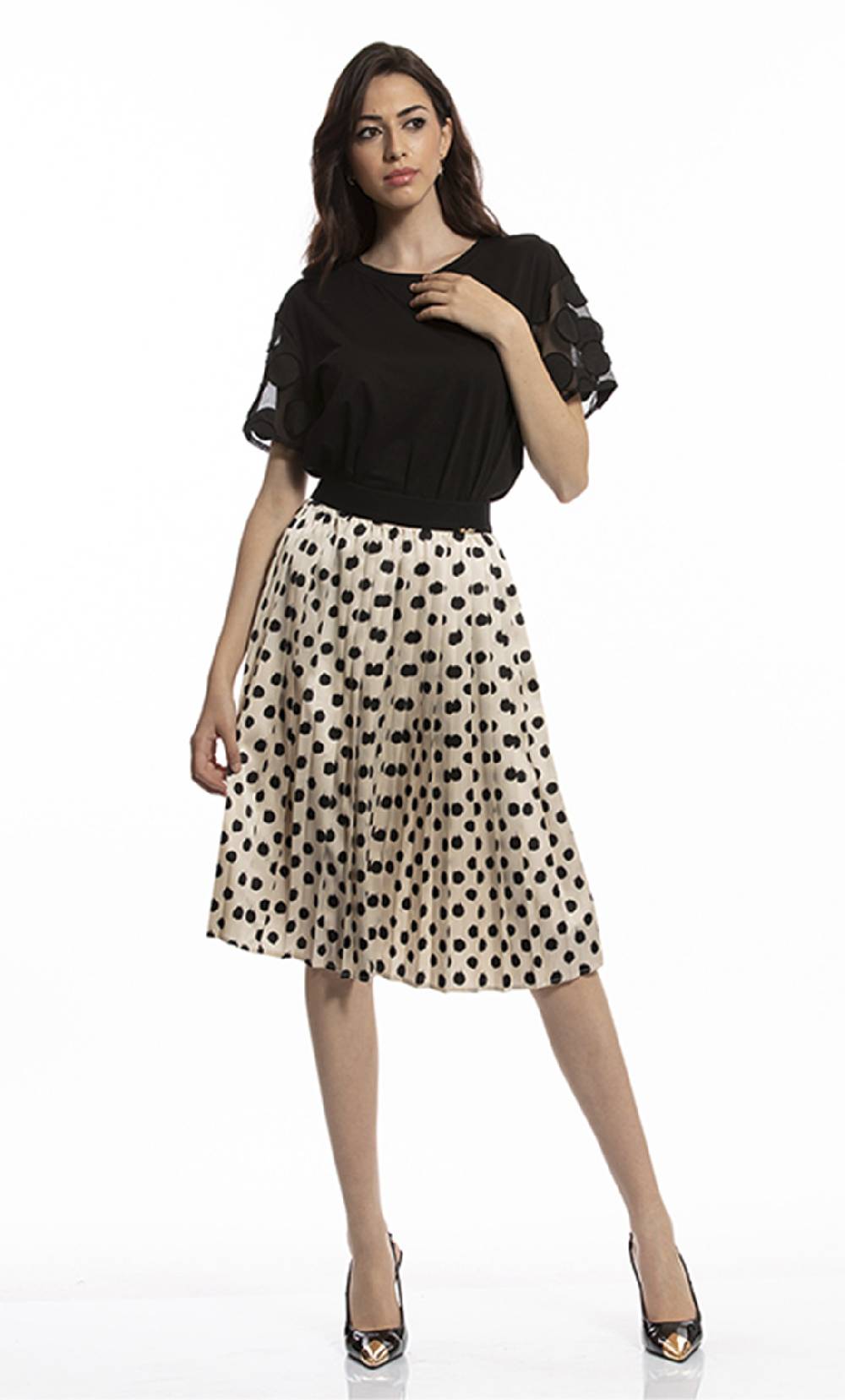 Koralline T-SHIRT CON MANICHE IN TESSUTO POIS Italia