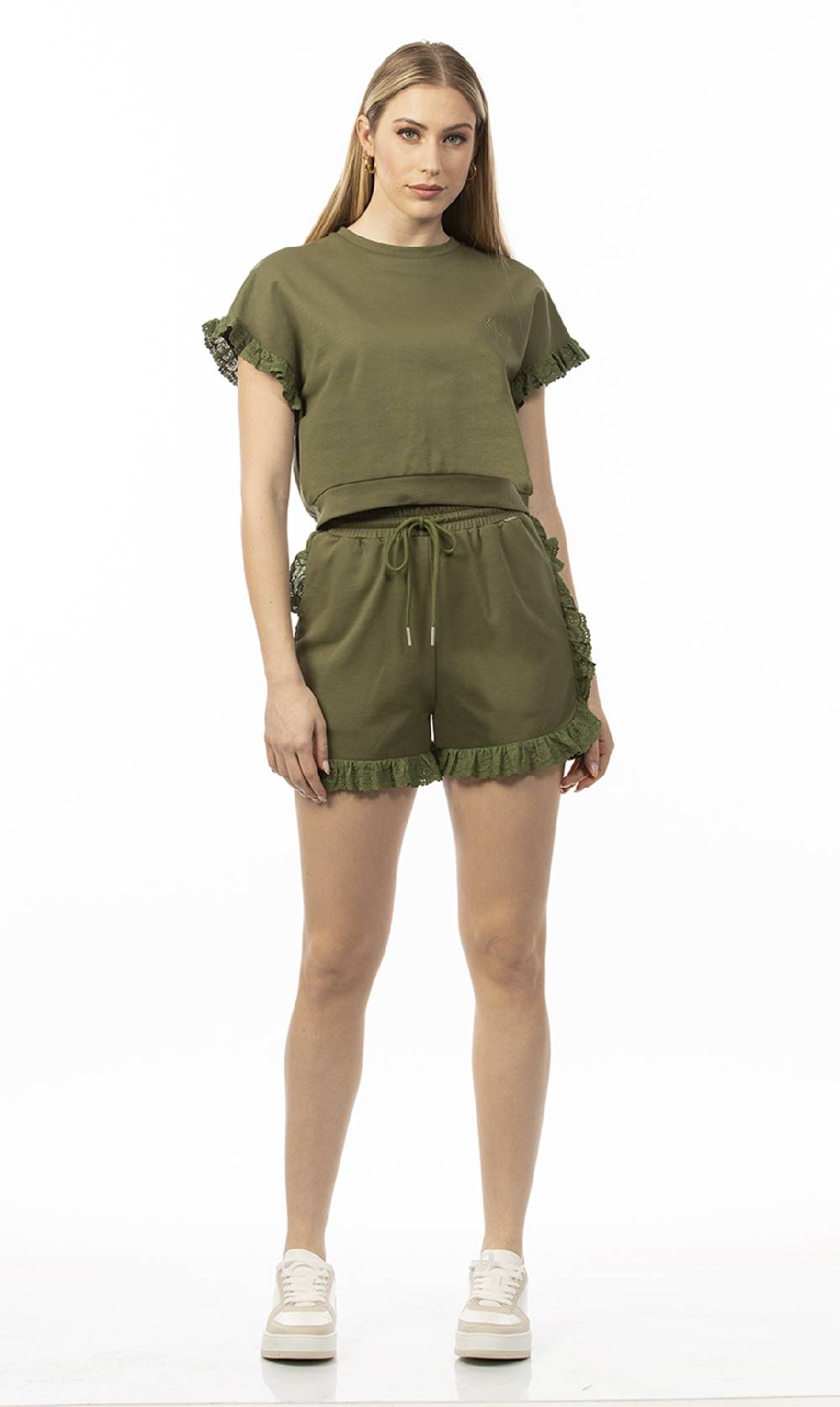 Koralline SHORTS IN FELPA CON PIZZO SANGALLO Vendita Economica