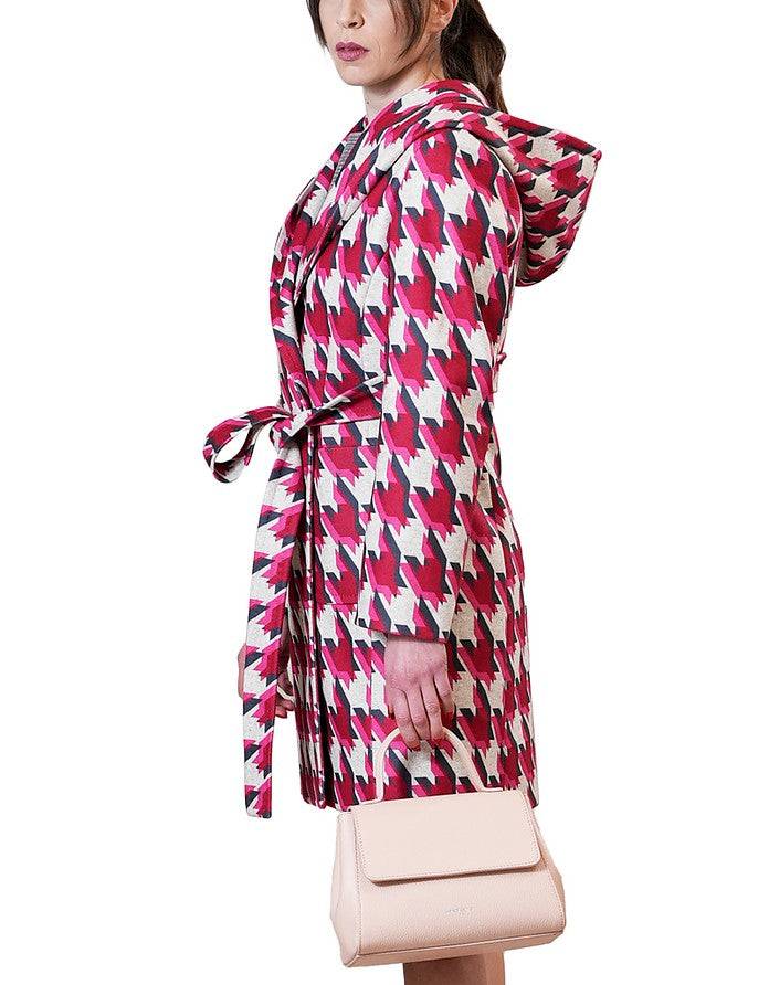 La Fabrique Chloe Cappotto a Portafoglio Beige e Fucsia Consegna Veloce