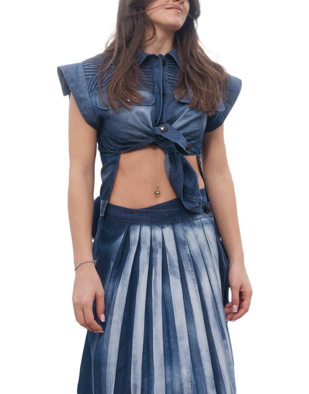 La Fabrique Maida Camicia Corta in Denim Saldi