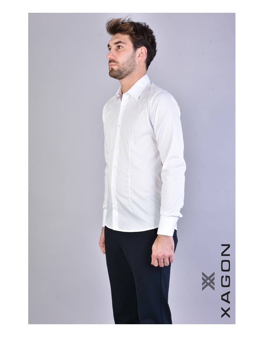 La haine inside us CAMICIA PAMATE Stretch Slim Fit Bianco Shopping Online