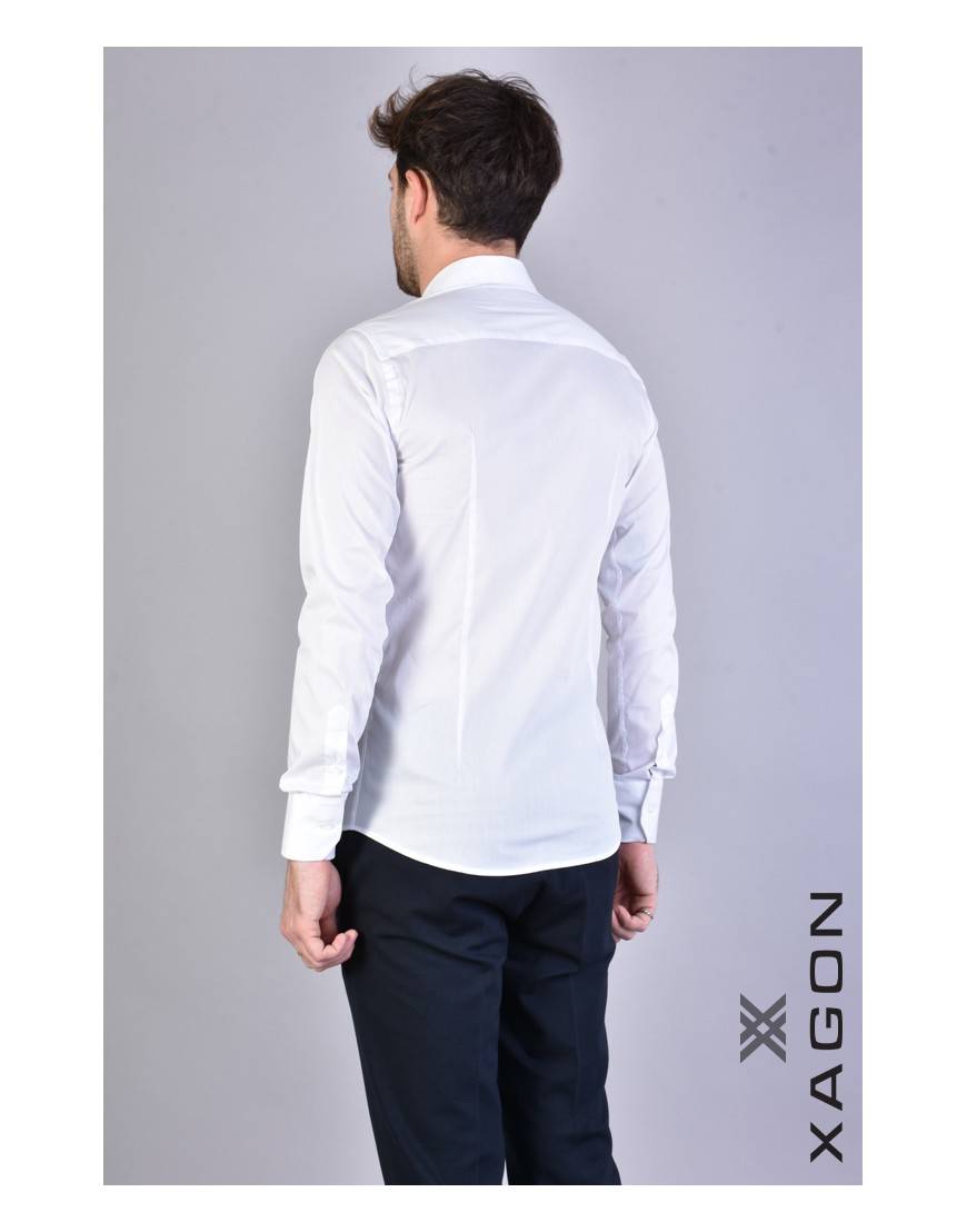 La haine inside us CAMICIA PAMATE Stretch Slim Fit Bianco Shopping Online