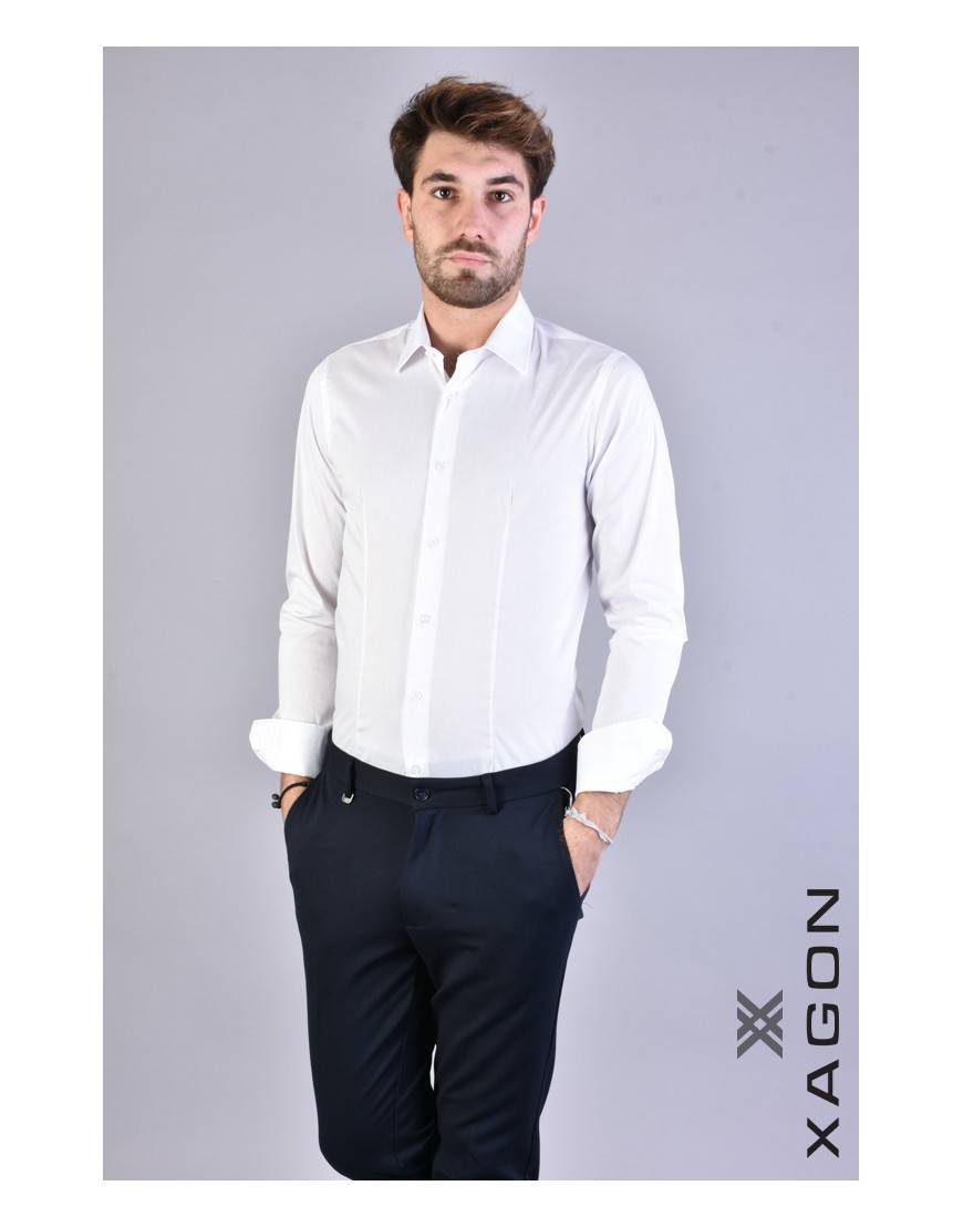 La haine inside us CAMICIA PAMATE Stretch Slim Fit Bianco Shopping Online