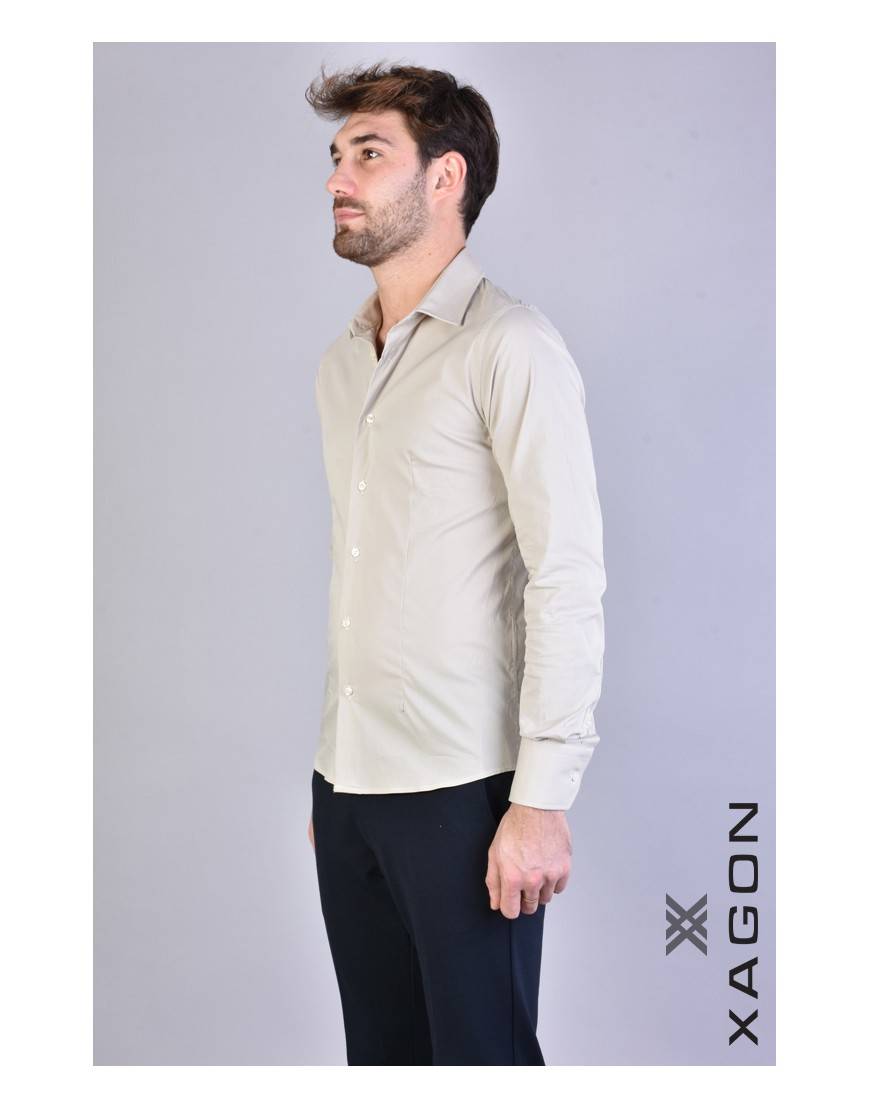 La haine inside us CAMICIA PAMATE Stretch Slim Fit Beige Affare Del Giorno