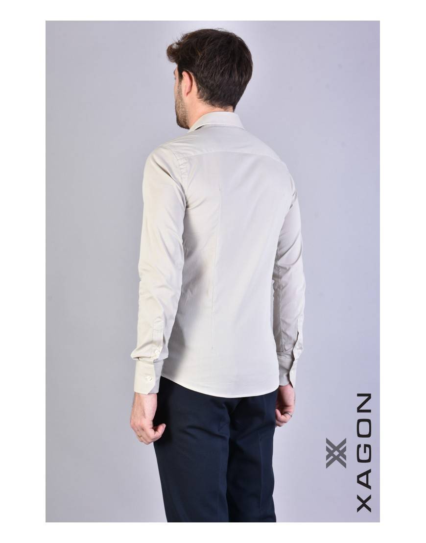 La haine inside us CAMICIA PAMATE Stretch Slim Fit Beige Affare Del Giorno