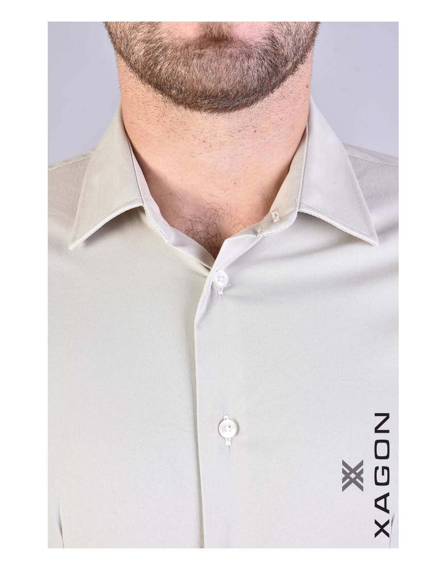 La haine inside us CAMICIA PAMATE Stretch Slim Fit Beige Affare Del Giorno