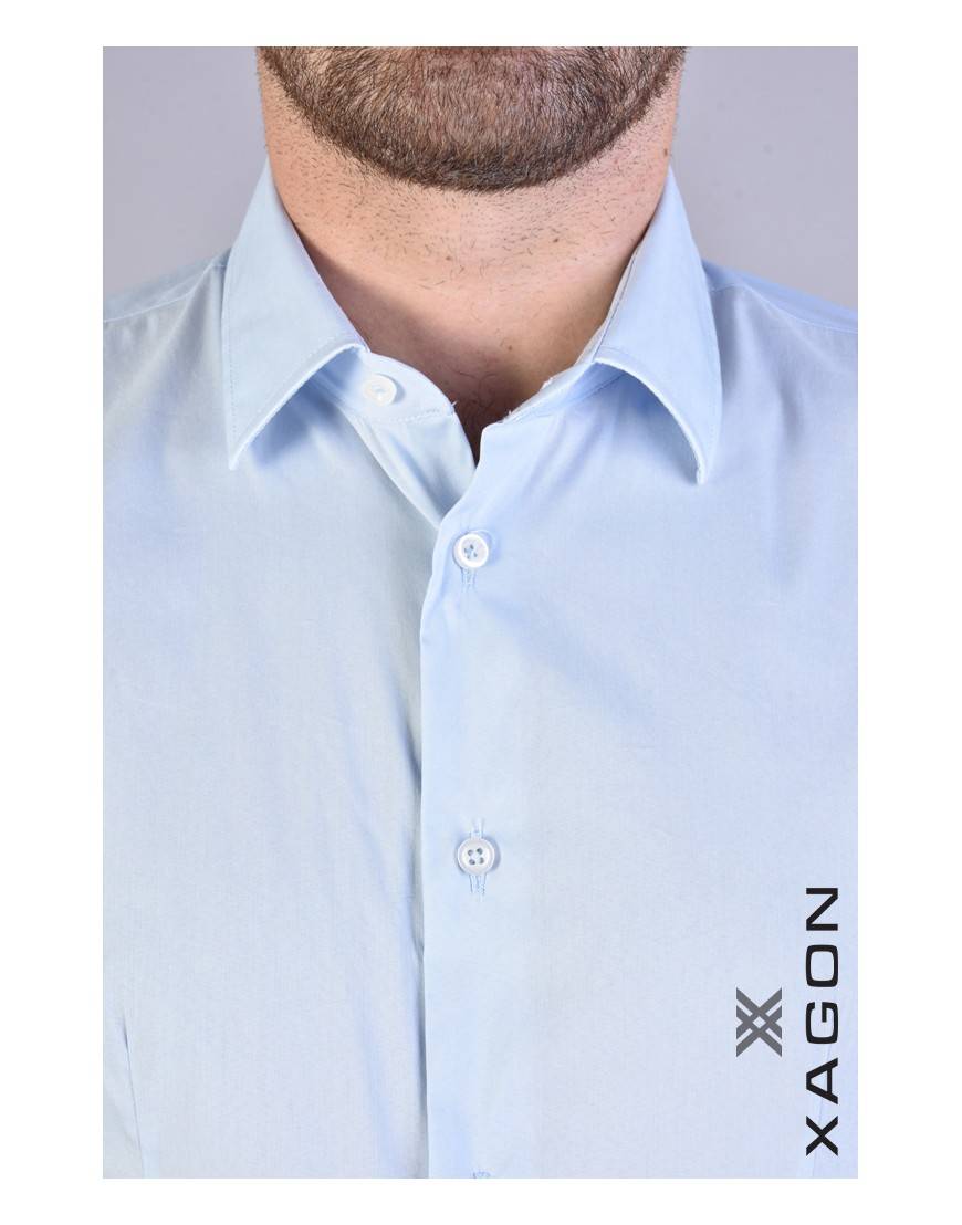 La haine inside us CAMICIA PAMATE Stretch Slim Fit Cielo Sottocosto