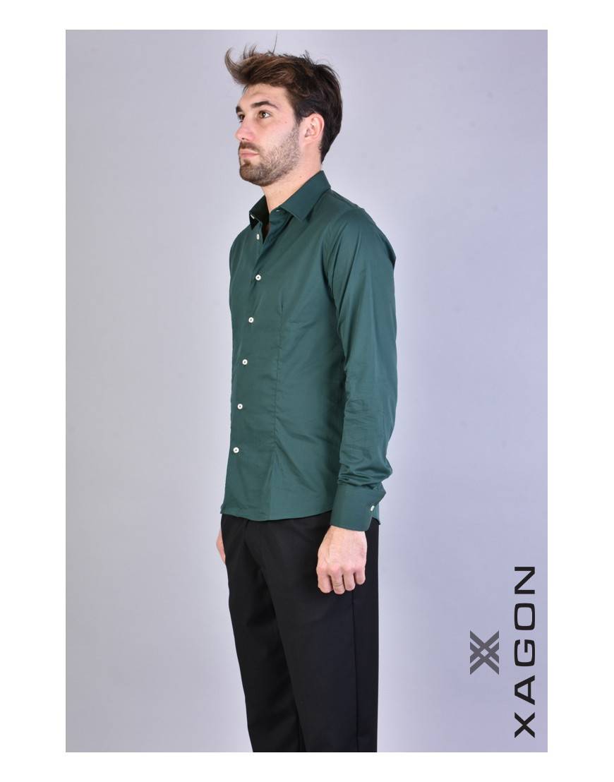 La haine inside us CAMICIA PAMATE Stretch Slim Fit Verde Novità