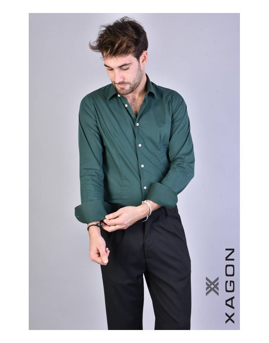 La haine inside us CAMICIA PAMATE Stretch Slim Fit Verde Novità