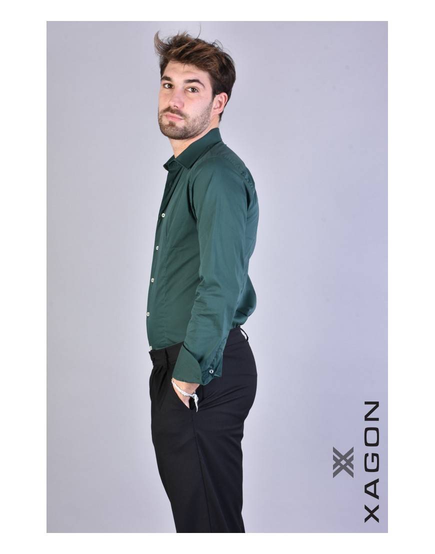 La haine inside us CAMICIA PAMATE Stretch Slim Fit Verde Novità