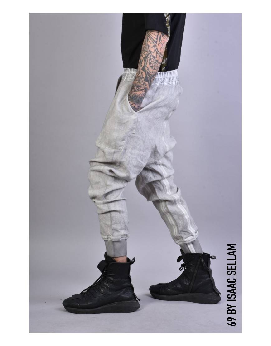 La haine inside us PANTS BANDE LINEN Grey Liquidazione
