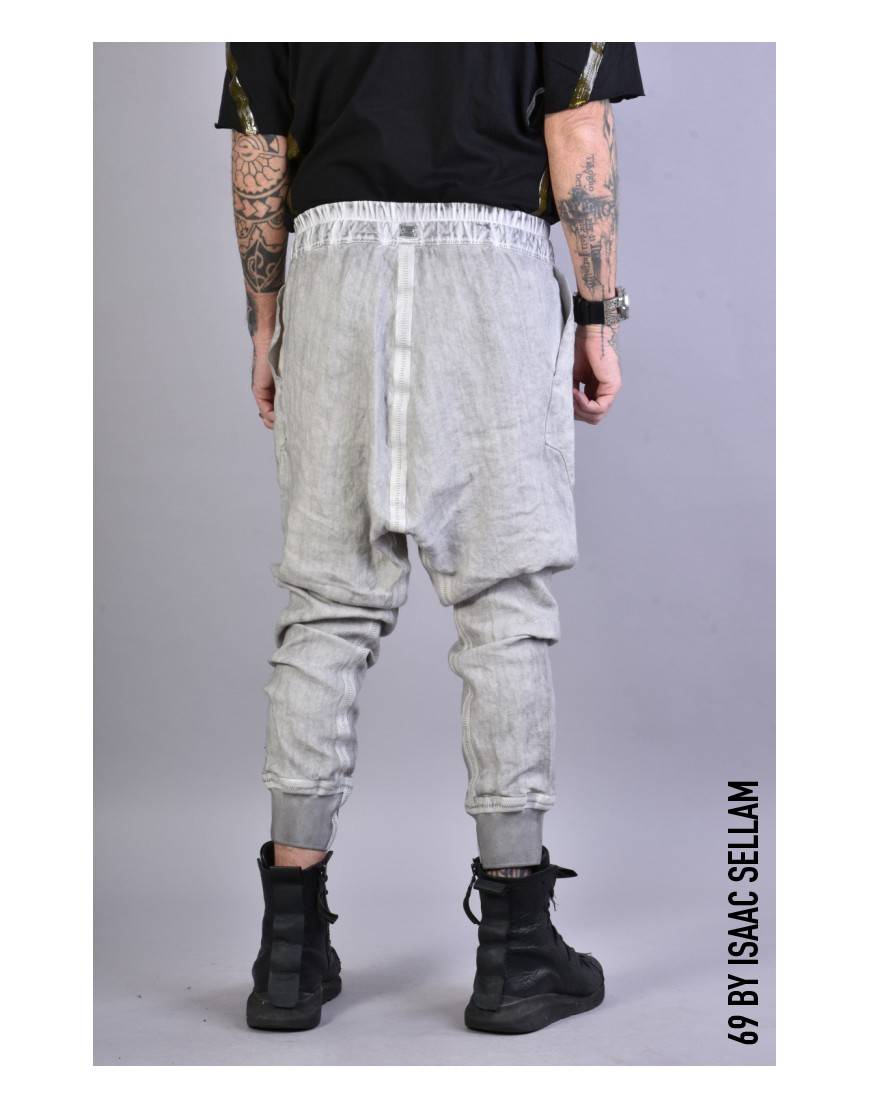 La haine inside us PANTS BANDE LINEN Grey Liquidazione