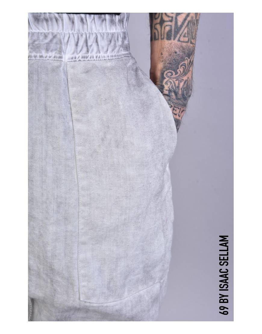 La haine inside us PANTS BANDE LINEN Grey Liquidazione