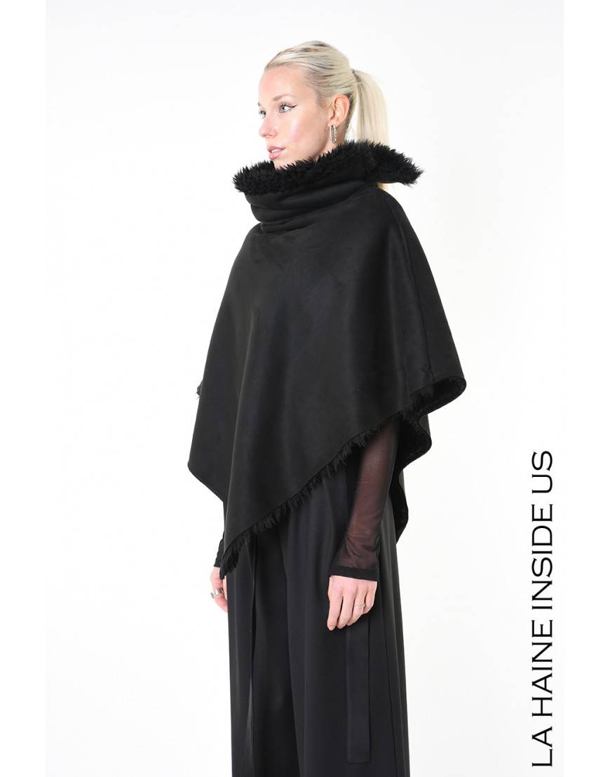 La haine inside us 4- LW862 PONCHO UNISEX D Nero Sconto di tempo limitato