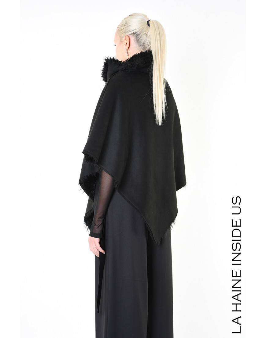 La haine inside us 4- LW862 PONCHO UNISEX D Nero Sconto di tempo limitato