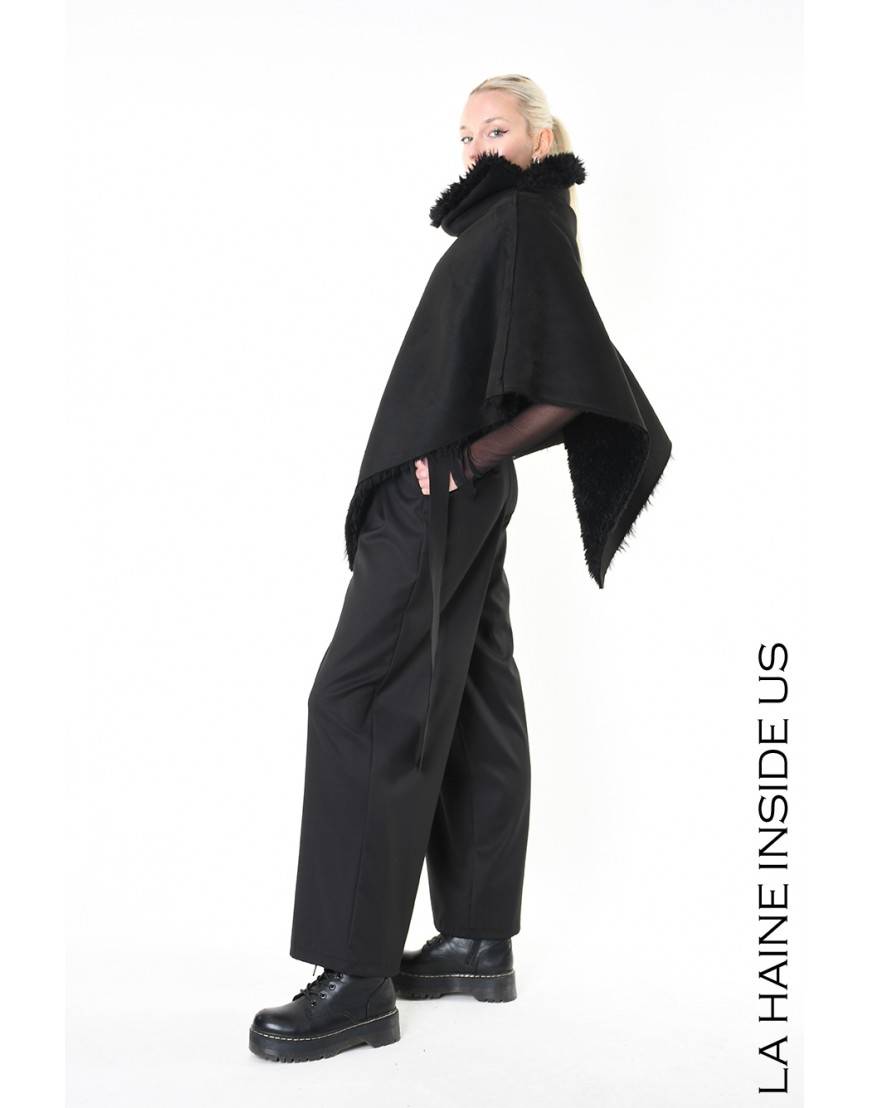 La haine inside us 4- LW862 PONCHO UNISEX D Nero Sconto di tempo limitato