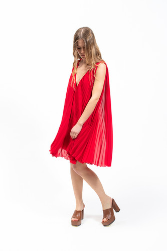 ﻿Olla Parèg ABITO PLISSE ROSSO CON SCHIENA NUDA Spedizione Gratuita