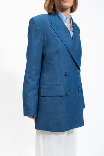 Olla Parèg GIACCA OVER DOPPIOPETTO IN CHAMBRAY Saldi Di Fabbrica