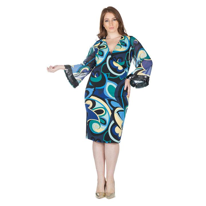 Oltre Tempo Vestito midi in crepe incrocio con applicazioni Online Outlet