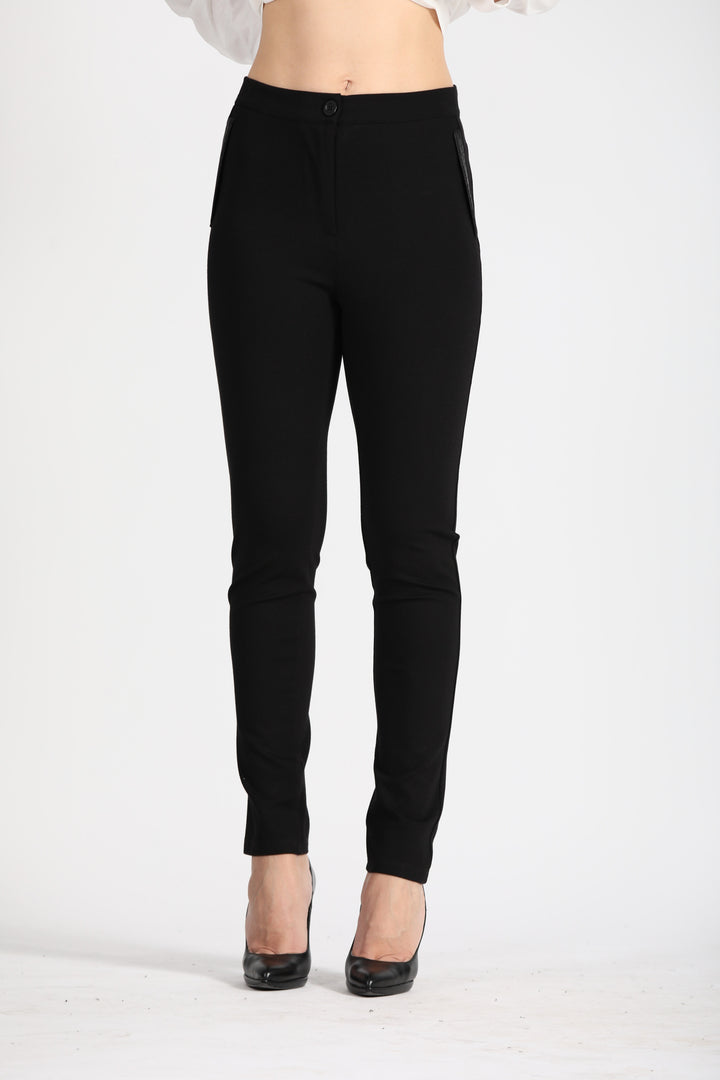 Oltre Tempo Pantalone punto milano con inserti in pelle 50% di sconto con spedizione gratuita
