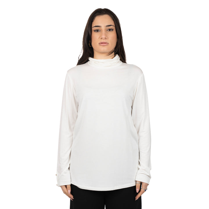 Oltre Tempo Maglia viscosa con collo anello e bottoncini su maniche Sconti questo mese