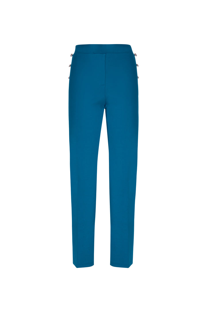 Oltre Tempo Pantalone in punto milano di viscosa con bottoncini su tasche Online