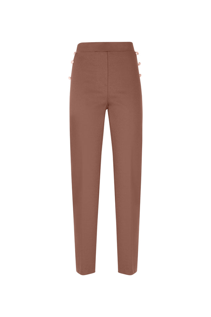 Oltre Tempo Pantalone in punto milano di viscosa con bottoncini su tasche Online